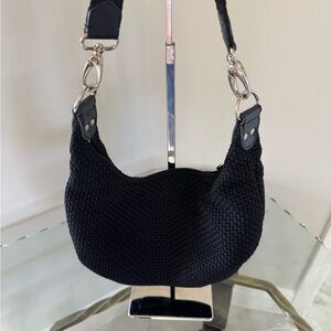 THE  SAK Black Woven Shoulder Hobo Bag with Braided Strap NWOT